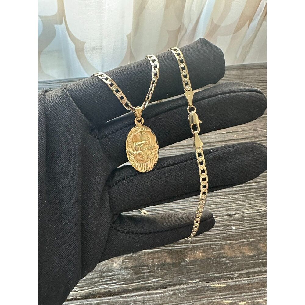 New Baptism Pendant with Link Chain in Quality Laminated Gold